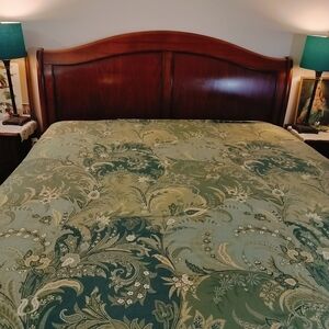 Pottery Barn Green Paisley King Duvet Cover